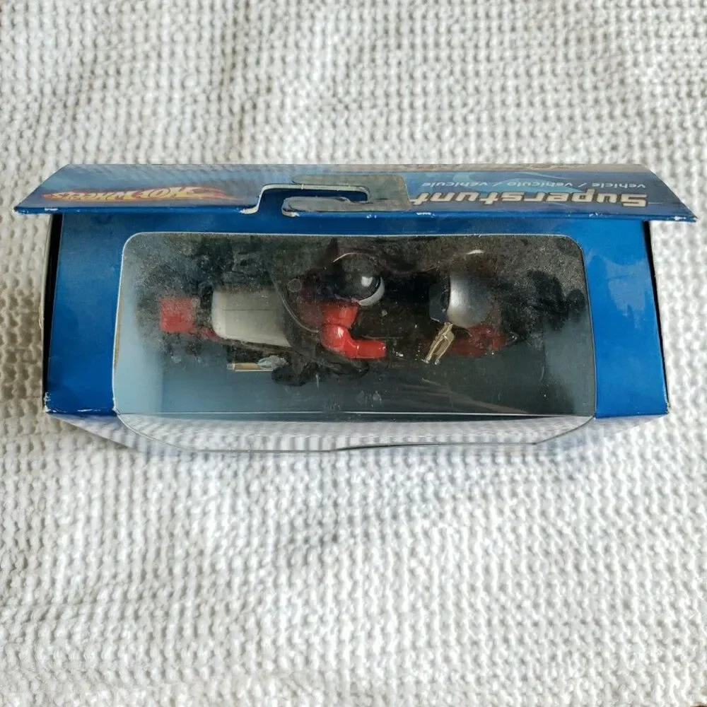 Vintage Hot Wheels Superstunt Motorcycle Stunt Rider Red White Sealed New Box